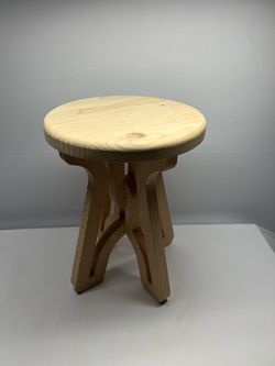 Handmade Solid Wood Round Stool – Rustic Natural Wood