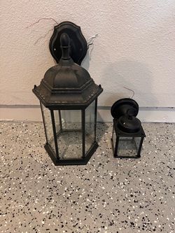 Black Outdoor Wall Lantern Light Fixtures Set of 2