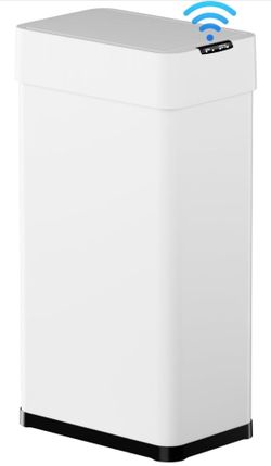 PayLessHere | 13G Trash Can with Lid | White | Removable Inner Bucket
Made of Stainless Steel | Soft-Close Step Pedal | Hands-Free Use | Easy to Clean