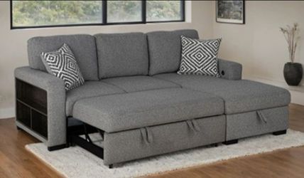 Brand New Grey Sectional Sofa Storage Sleeper