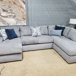Beautiful Gray Double Chaise Sectional (New)