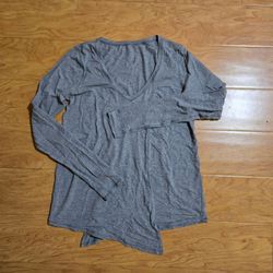 Lululemon Grey V Neck Front Tie Long Sleeve Top- 8