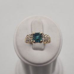 14k Gold 0.36ctw Diamond Blue Tourmaline Ring
