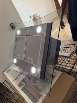 Stainless steel Island Range Hood with Glass Canopy