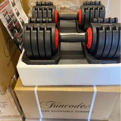 Funcode Brand New Adjustable Dumbbell Pair 6.6 Lbs 15 Lbs 25 Lbs 33 Lbs 44 Lbs $150 For Man And Woman 