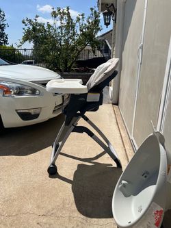 High chair and baby bathtub