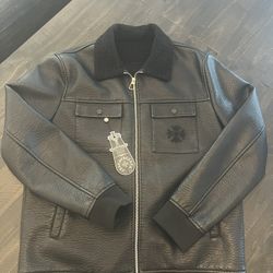 Chromehearts Leather Embroidered Jacket 