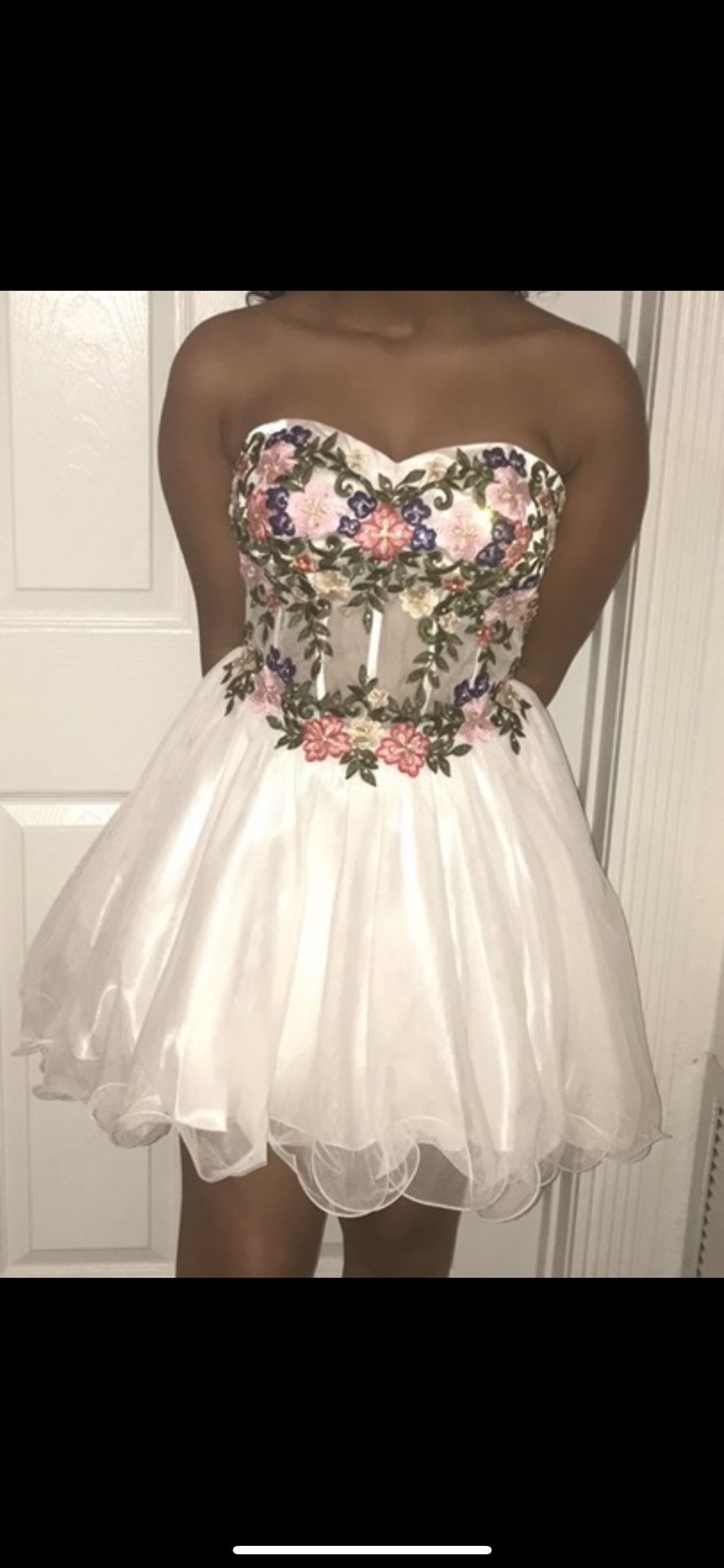 White And Floral Corset Dress