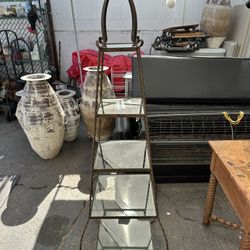 Vintage Patina Metal Clear Glass Pyramid Shelf $780 OBO