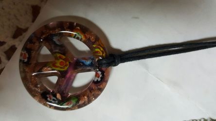 Glass peace sign necklace