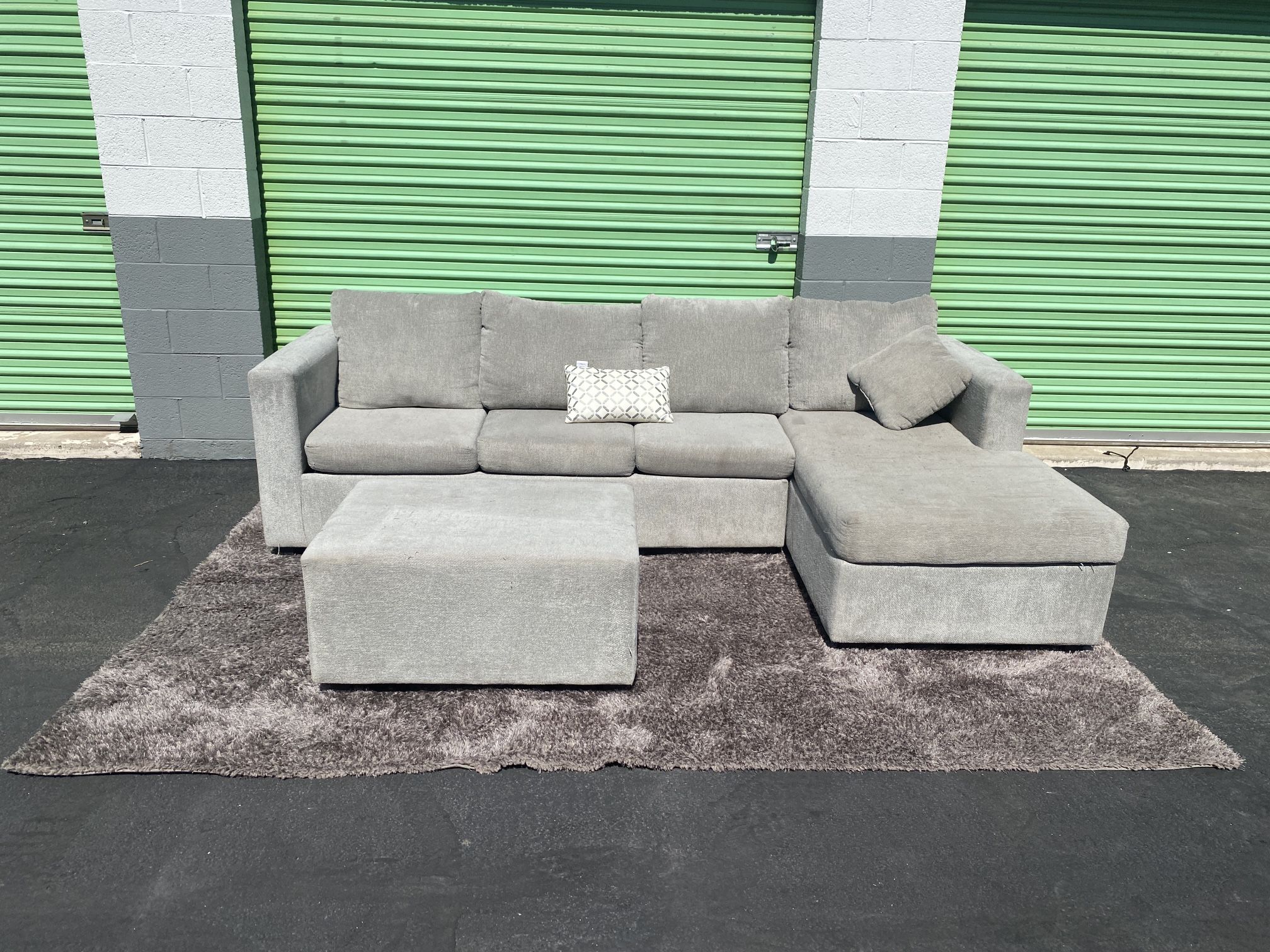 Mid-Size Grey Sectional Couch with Ottoman –FREE DELIVERY!!!!!