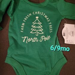 6/9 Mo Christmas Onesie And Sleeper