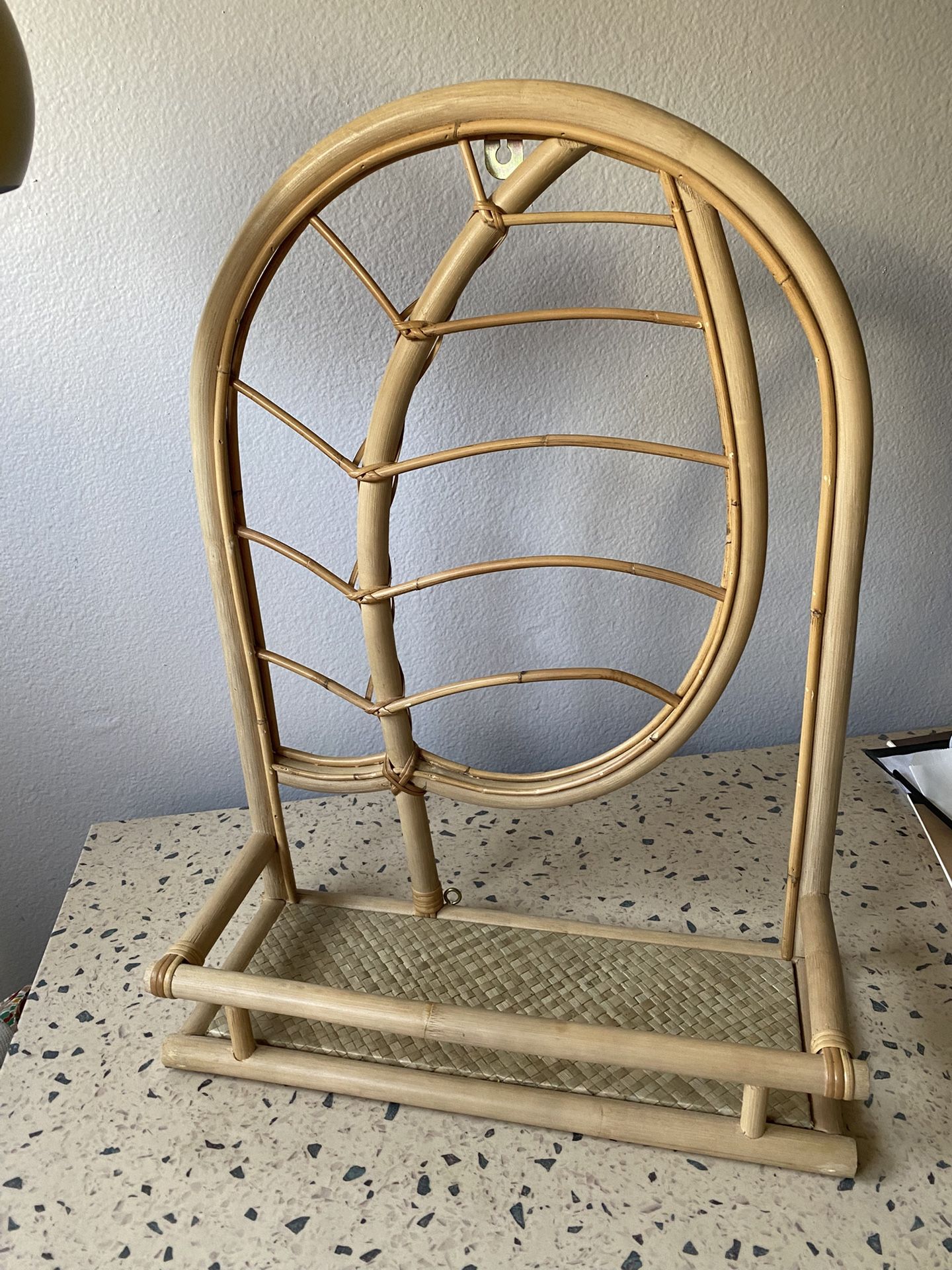 2 Rattan Bamboo Arch Leaf Shelf