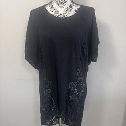 Victoria’s Secret Swimsuit Lace Cover-Up Black Oversized Sheer Size XS