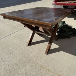 🎁SOLID WOOD DINNER TABLE  WITH EXTENSION AND 4 HIGH CHAIRS 60” X48” X38”🎁