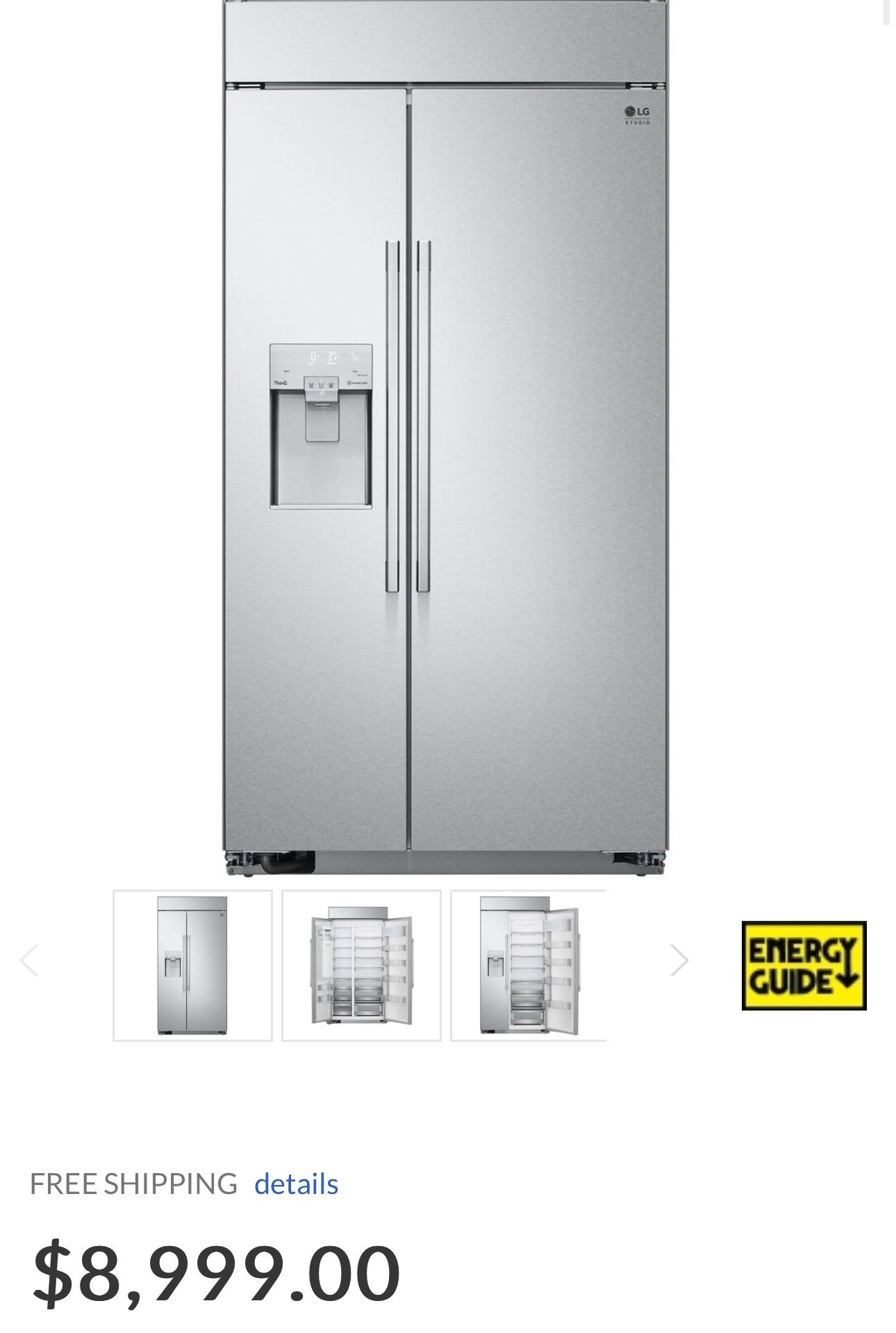 SRSXB2622S LG Studio 42" Built In Side by Side Refrigerator - Stainless Steel