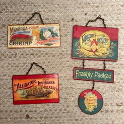 Vintage Louisiana Advertising Tin Signs Set of 3