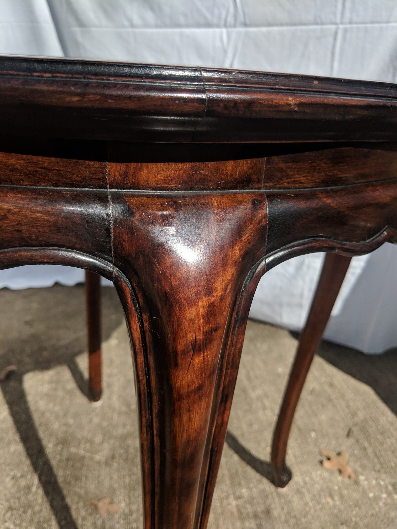Beautiful antique wood Italian marble topped table