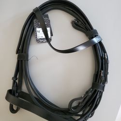 New Black  Leather English  Bridle And Reins 