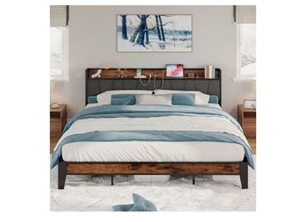 California King Bed Frames, Storage Headboard with Charging Station