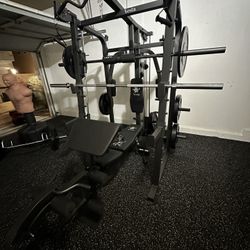 Vesta Fitness Smith Machine 2001 w/Bench Attachment | 230lb Bumpers Weights | 7ft Olympic Bar | Fitness | Gym Equipment | FREE DELIVERY 🚚 