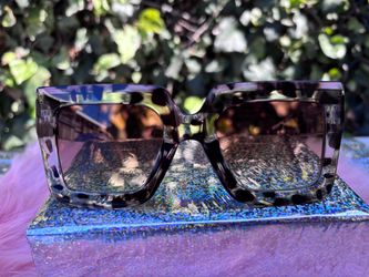 Leopard Cheetah Print Square Oversized Sunglasses NEW