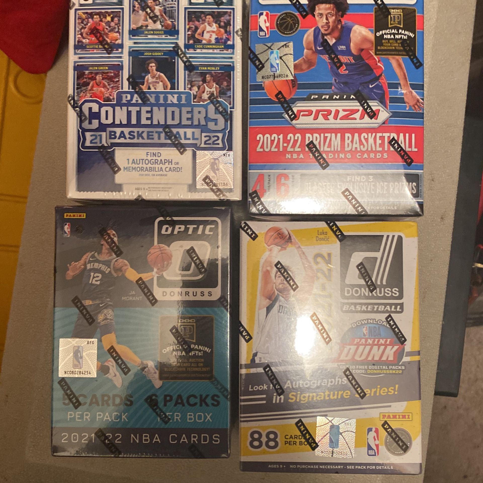 4 Box Lot 2021-22 Basketball Prizm Optic Contender And Donruss Blasters Sealed
