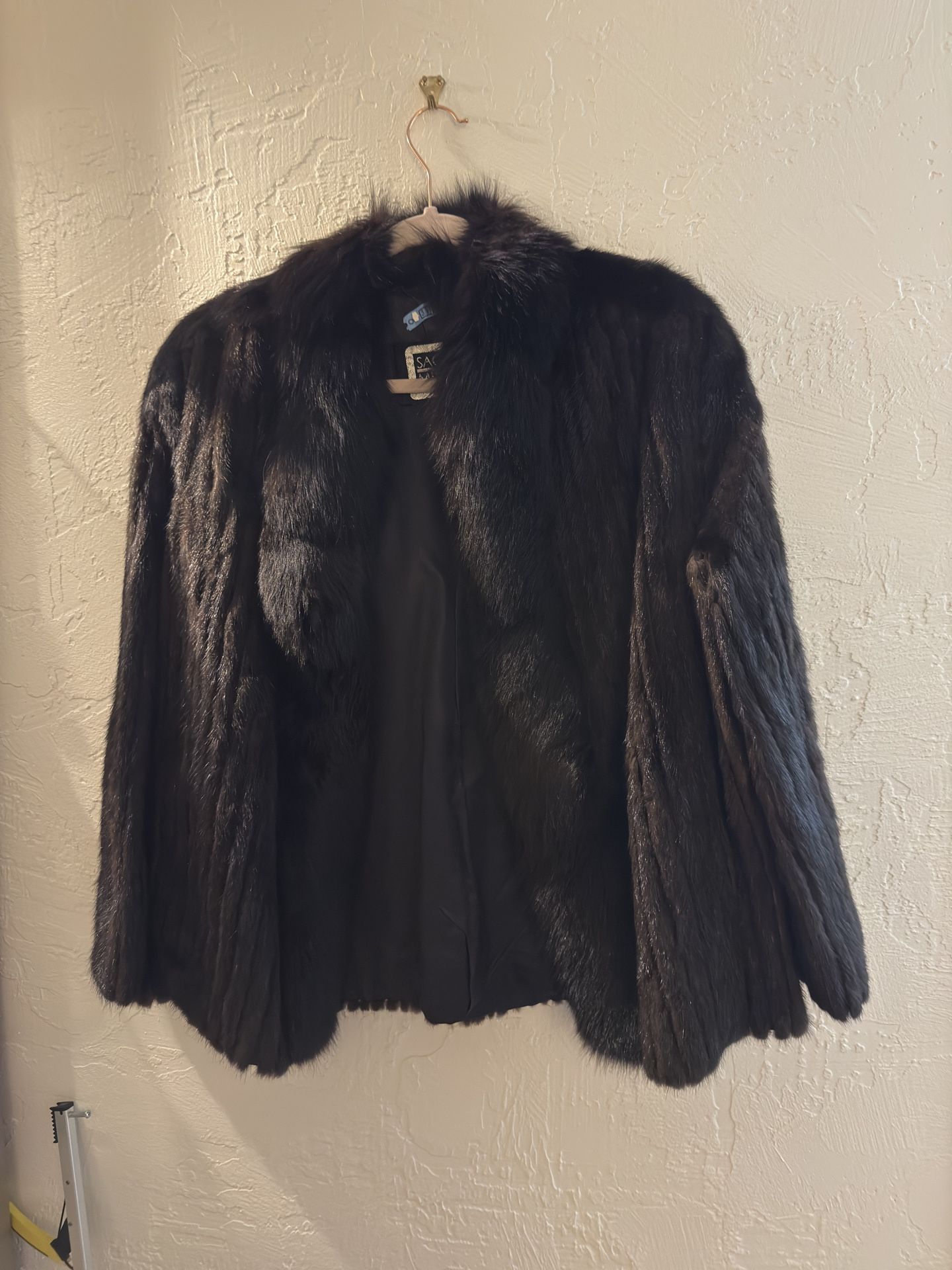 SAGA Black Mink Fur Coat Jacket 