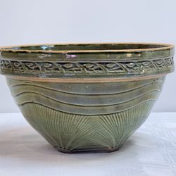 Rare ~ Large Antique McCoy Sunburst Pattern  Mixing Bowl | Yellow ware | Stoneware Mixing Bowl | Antique Mixing Bowl 9-5/8”