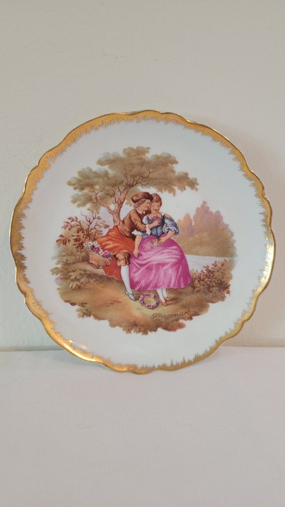 Limoges Gold Trimmed Plate With. Couple