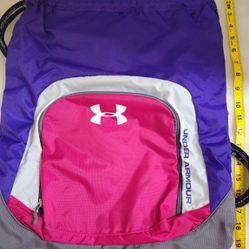N. Peoria Brand New From Dillards Under Armour Lightweight Backpack Tote Bag Pink Purple  W/ Outside Pocket Reg $25 Sackpack Description For Pick Up