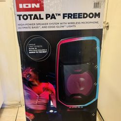 ION Total PA Freedom 650W Speaker System with Wireless Mic – Bluetooth Party PA, Edge-Glow Lights