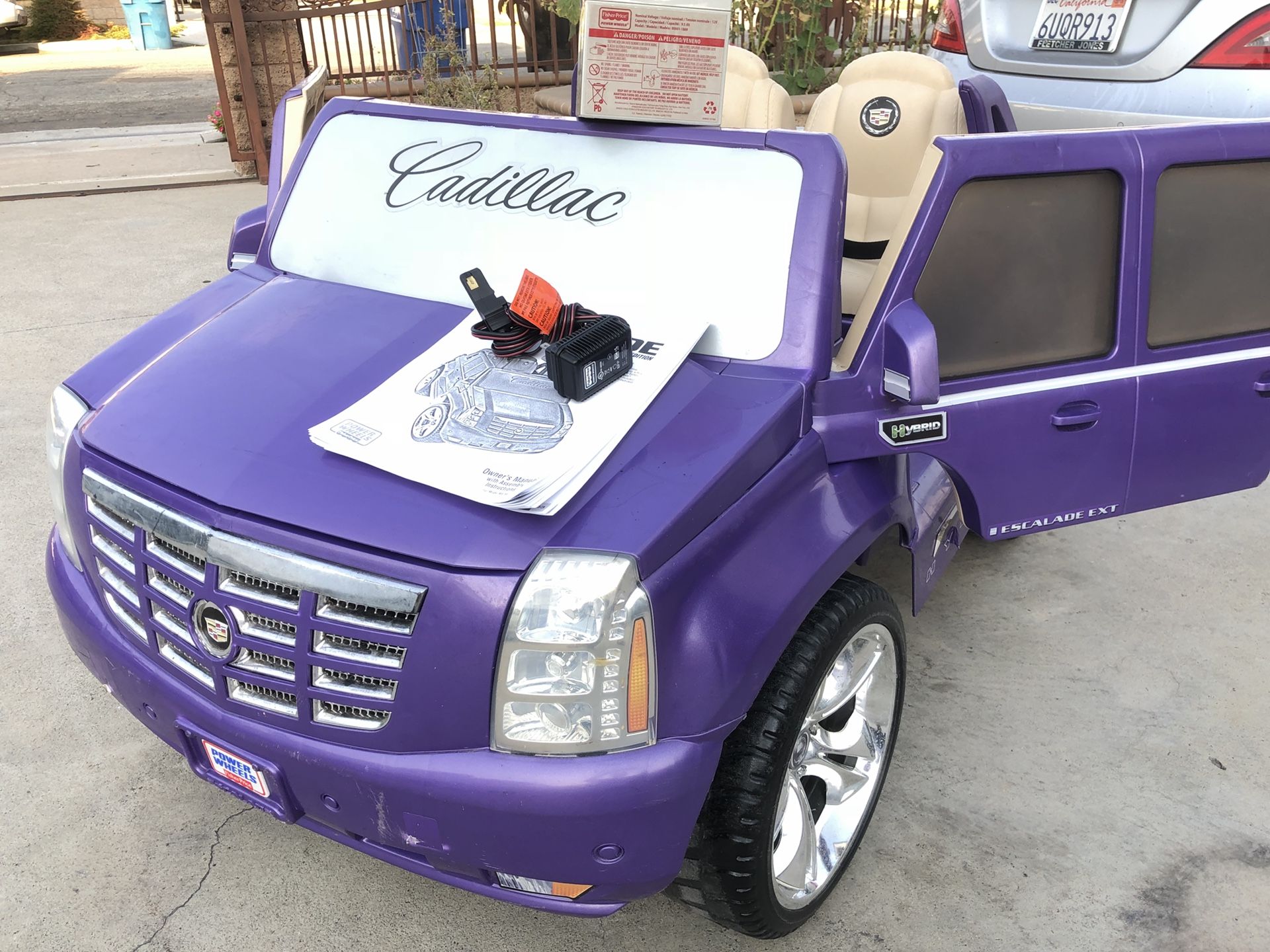 Purple Cadillac Escalade 12volt electric kids ride on cars power wheels