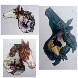 Ceramic Native American War Horse Heads
