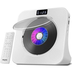 MEGATEK Reproductor de CD portátil Bluetooth para el hogar, reproductor de CD de escritorio con altavoces estéreo, radio FM, USB, pantalla LED, conect