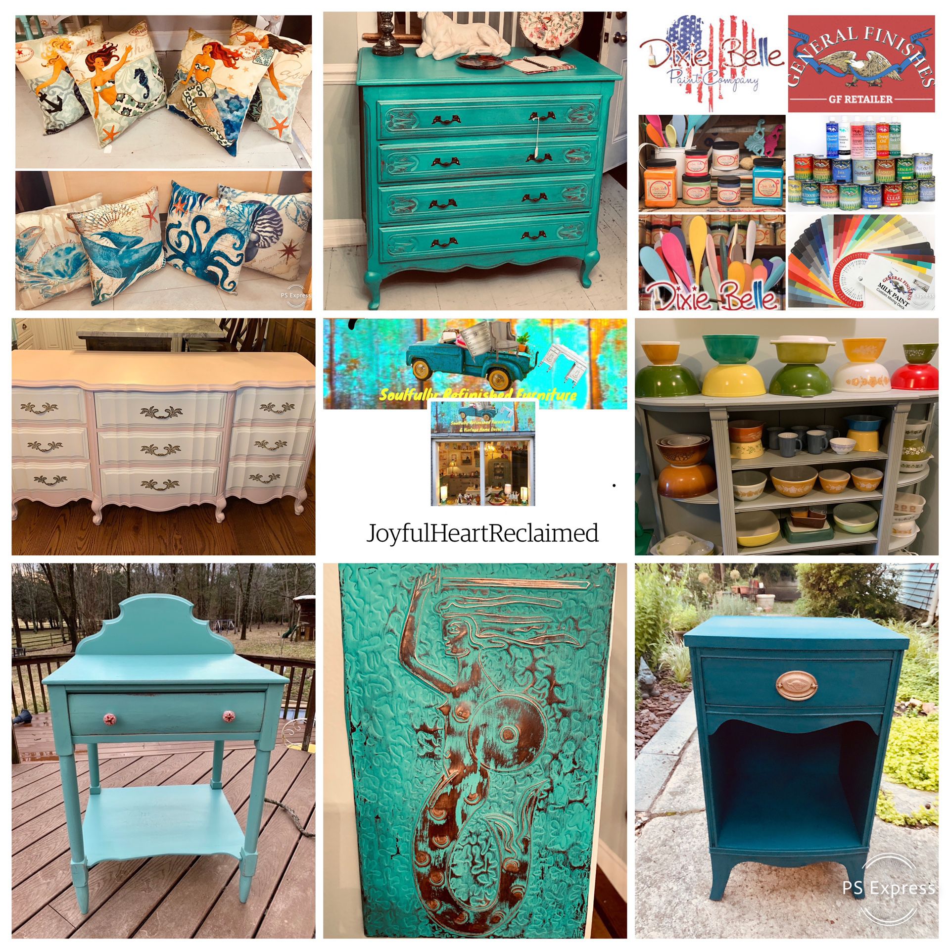Eclectic vintage retro upcycled home decor furniture sale