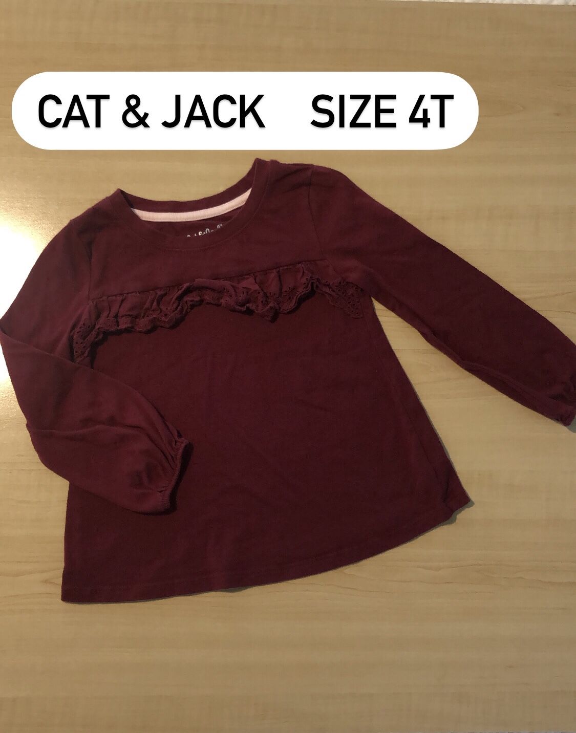 CAT & JACK SIZE 4T Long Sleeve Blouse