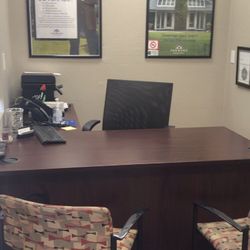 Desk with filing cabinets