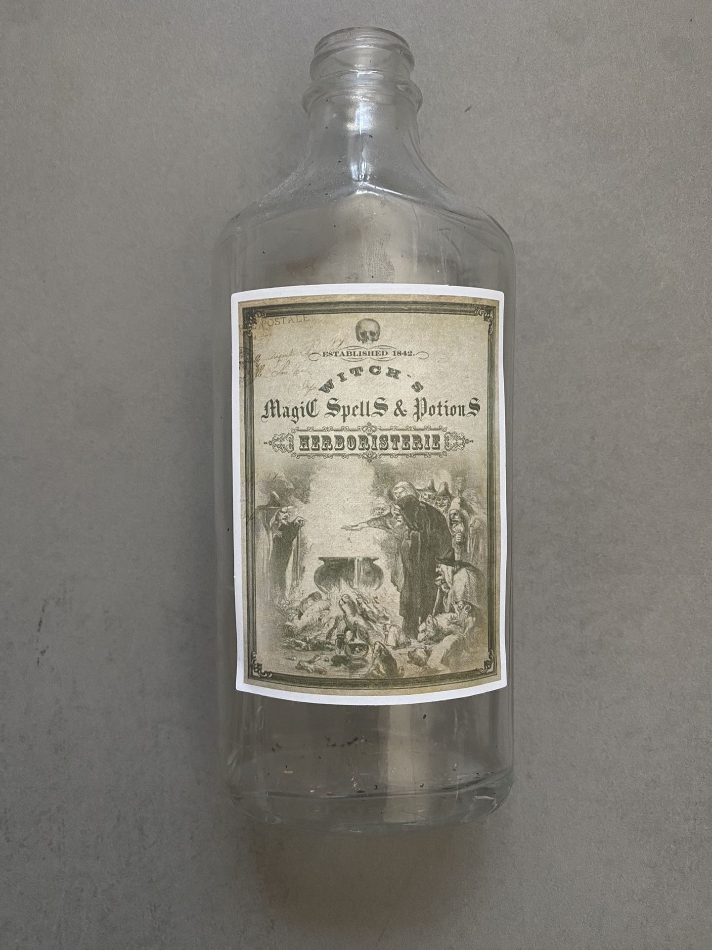 Antique Apothecary Dark Academia Magic Spells Bottle With Measuring Markings 6.75