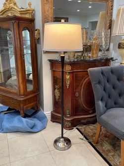 Elegant Design Malbec Black & Brushed Nickel Base Floor Lamp with Cream Shade🌷