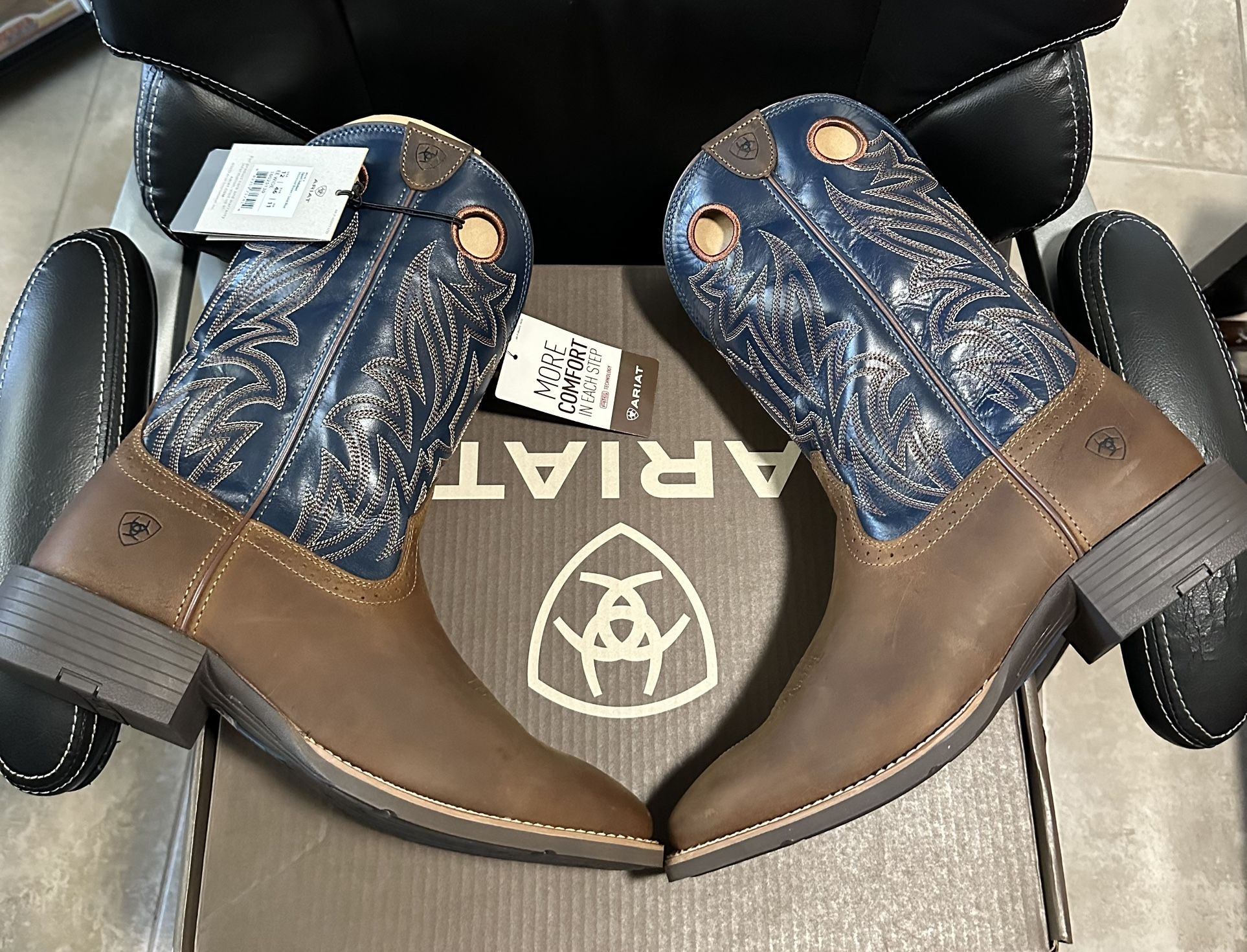 Ariat Sport Sidebet Square Toe Cowboy Western “Mens Size 12 Wide” Work Boots brand new