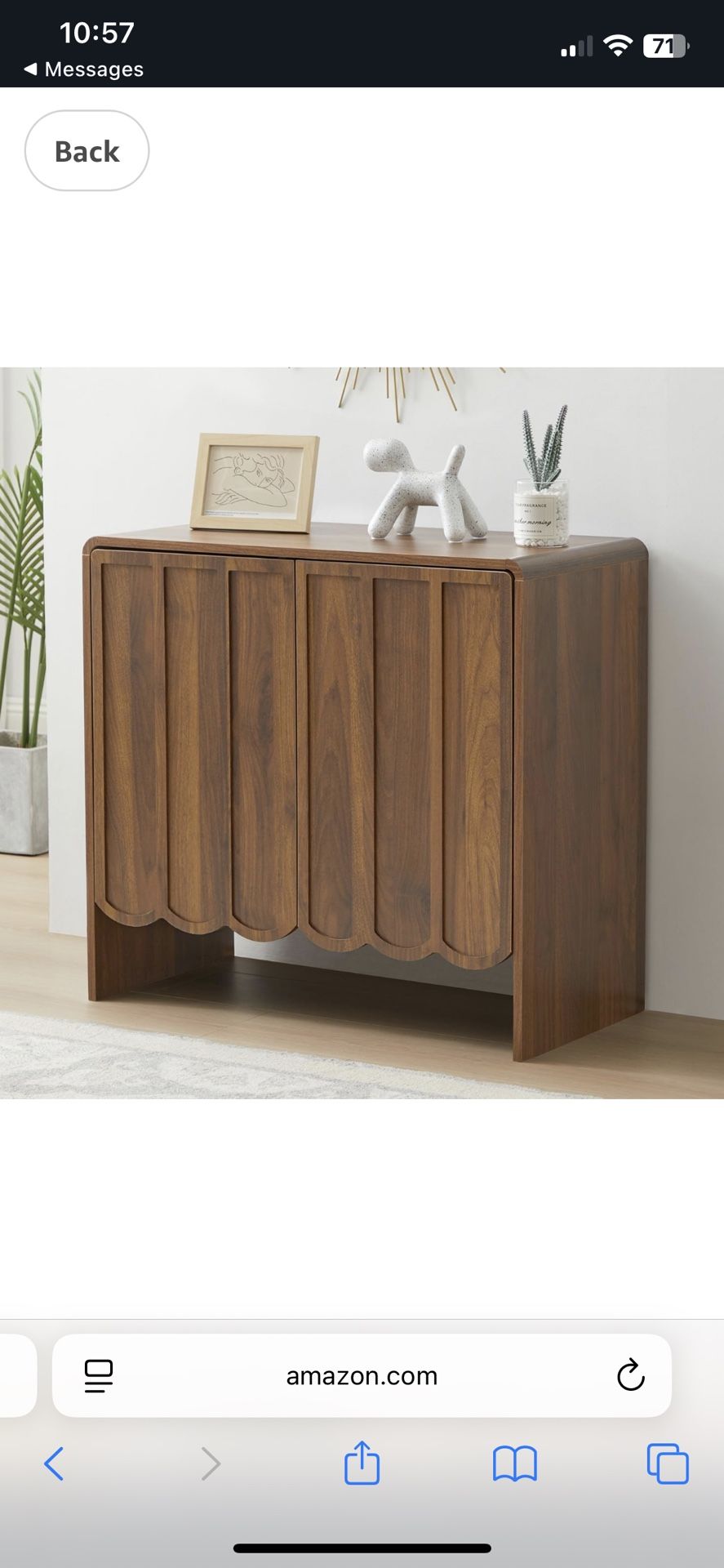 Sideboard Buffet Cabinet, Accent Storage Cabinets with 2 Doors, Farmhouse Wood Cabinet with Adjustable Shelves and Wave Panel for Living Room, Dining