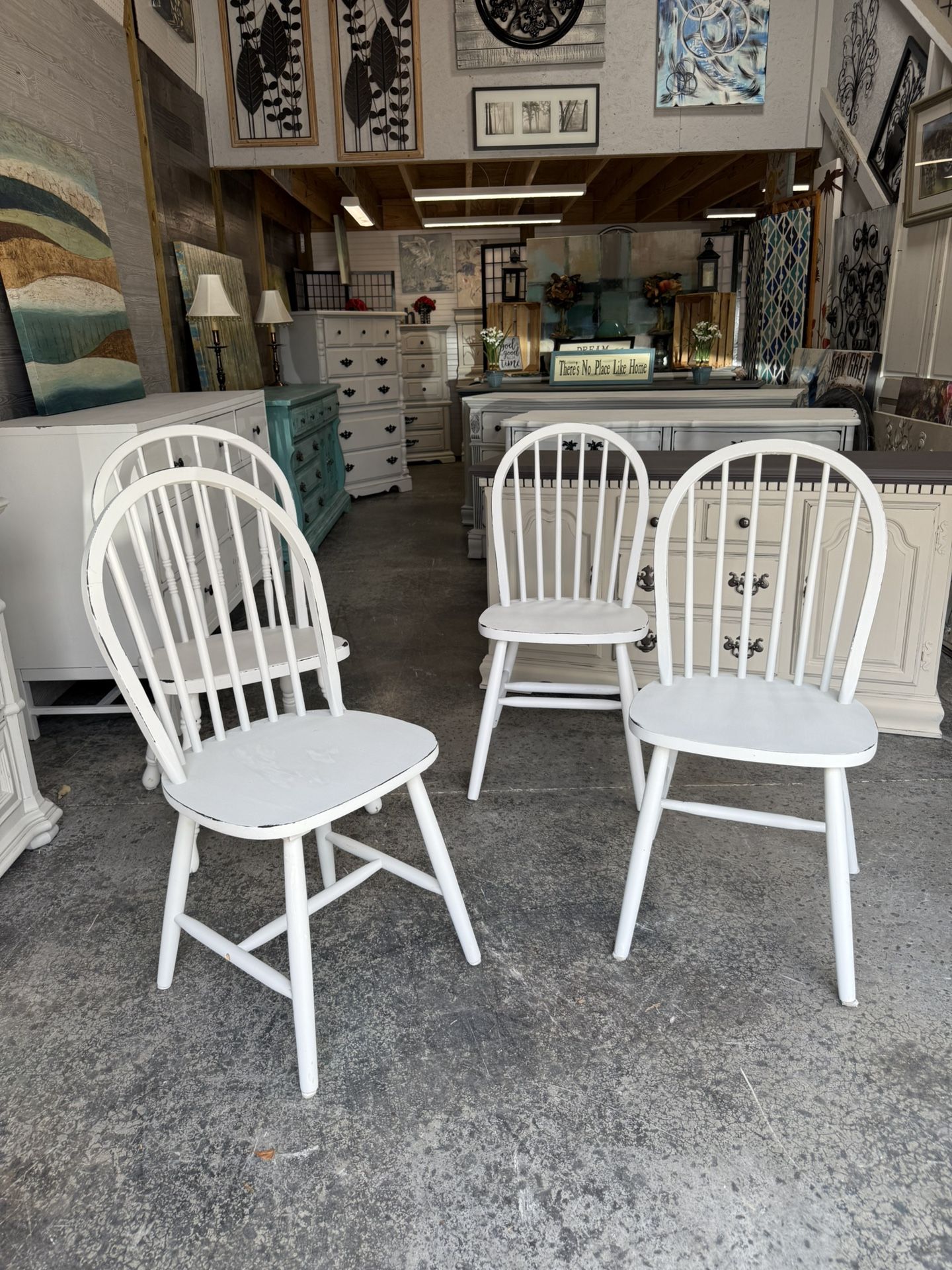 Kitchen / dining chair -white distressed-All for $140; dresser chest nightstand also avail