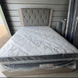 Queen Size Bed, Mattress And Box  New
