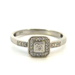 Woman’s Ladies 10k White Gold Diamond Halo Ring Size 7 GP3127948