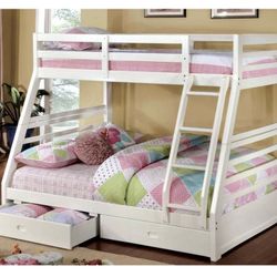 White Twin Over Full Bunk Bed 