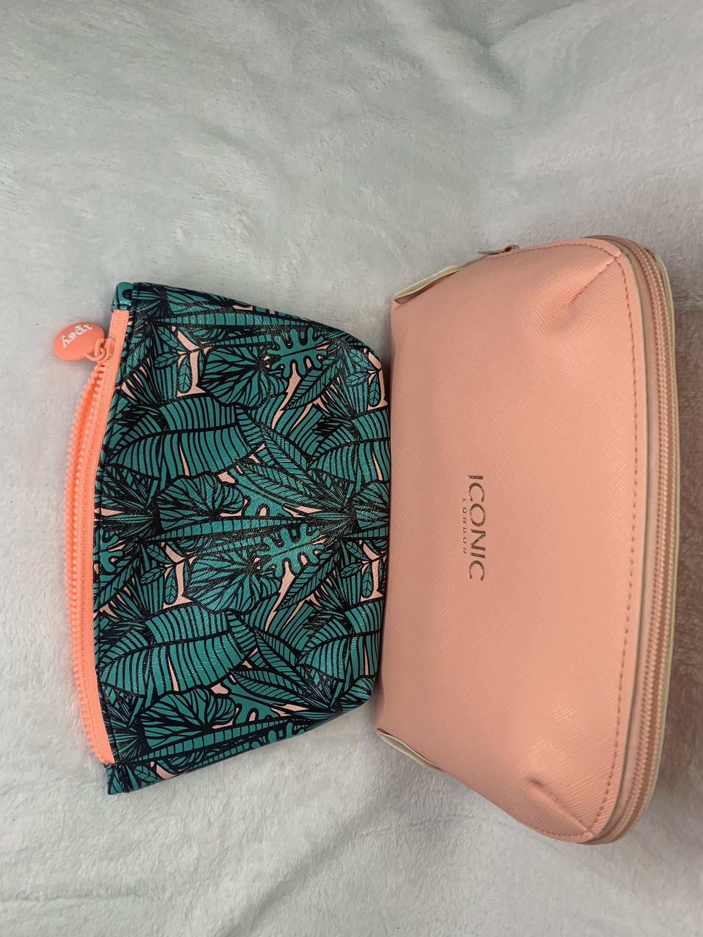 Iconic London pink and green makeup bag