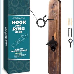 Play Platoon Hook and Ring Toss Bar Game for Adults - Wood Toss Ring Game for Adults - Perfect Home, Basements, & Bar Gifts