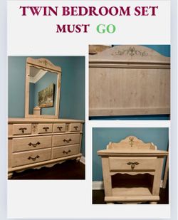 Girls Bedroom Set: Dresser with Mirror, Twin Headboard and Nightstand
