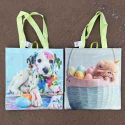 2 Brand new puppy & kitten Easter reusable bags